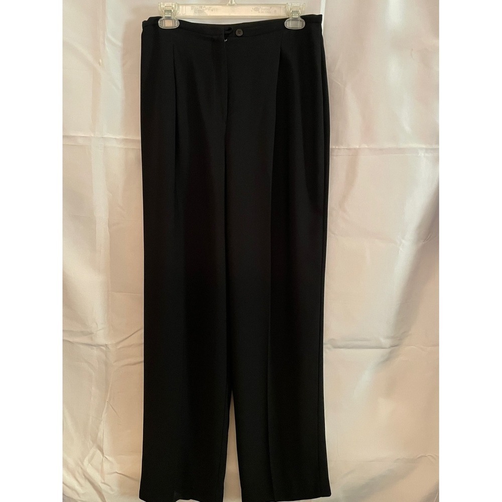 Avi Tenzer 10 Black Women's Tailored Straight-Leg Pants zipper button pockets